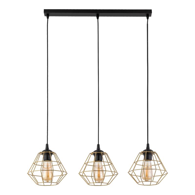 Diamond new black/gold lampa wisząca 3 listwa