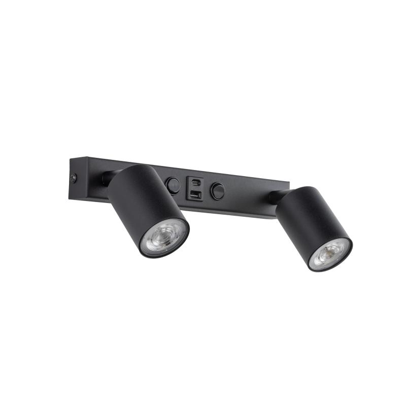 Nex black kinkiet 2XGU10 / USB