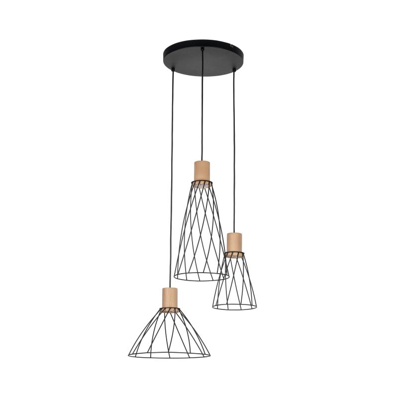 Modesto wood sosna lampa wiszaca 3 koło